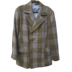 Linea Uomo Men's Blue Navy Double Breasted Wool Blend Jacket Coat Size 44